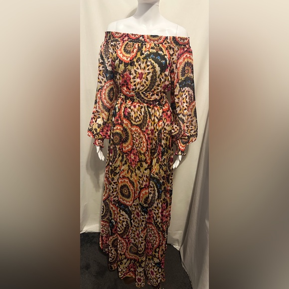 Spy Zone Sz M Floral Paisley Print Maxi Dress Flowy Boho Chic Cottagecore Fairy - Picture 3 of 10